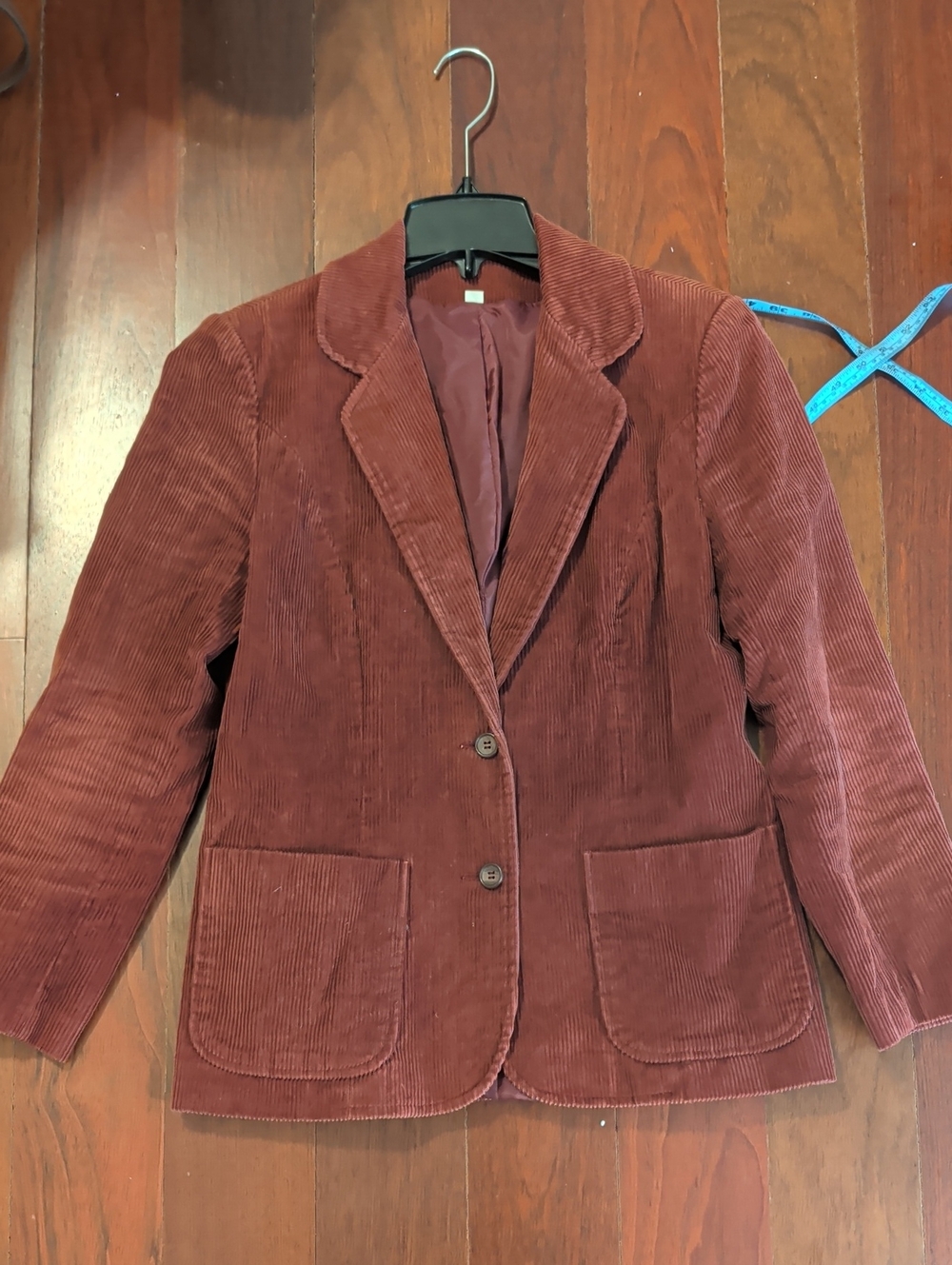 Mulberry Street Women's Corduroy Blazer Wine Hue Academia Preppy Vintage Boho - Picture 14 of 15